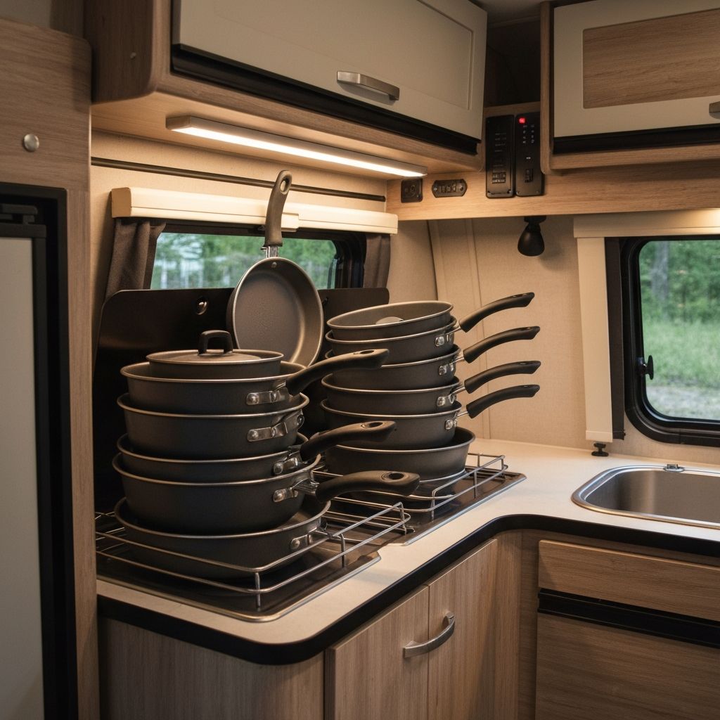 Detachable handle cookware for RV camping and small apartments